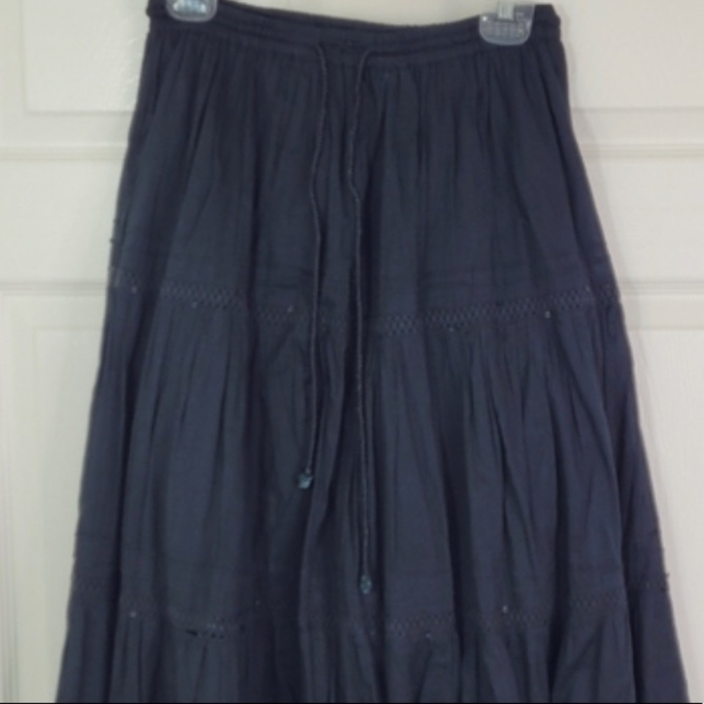 Just for Wraps Crochet Sequin Detail Full A-Line Maxi Skirt in Black Size M - Picture 8 of 14